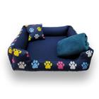 cama cachorro caminha pets médios cama pra pet até 12kg + cobertinha  ( azul marinho )