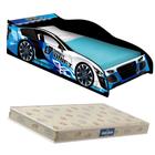 Mini Cama Carro Corrida Infantil Force Azul com Colchão