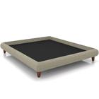 Cama Casal Base Box Pés de Madeira 156cm Otto P05 Linho Bege - Lyam Decor