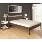 Cama Casal CM8009 E 02 Mesas De Cabeceira AZ1016 QT10 Nogal Branco Tecno Mobili