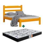 Cama Casal Madeira Esmeralda Cerejeira Nemargi Com Colchão Gazin Casal D33 138 x 188