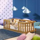 Cama Cercadinho De Chão Infantil Montessoriana Nogueira Com Colchão Mura Shop Jm