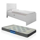 Cama Com Baú Solteiro Larissa Branco Framar Com Colchão Probel D20