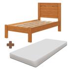 Cama Com Cabeceira 100% MDF Solteiro Com Colchão Nature Roma Fênix