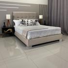 Cama Com Cabeceira Almofadada Berlim Linho Bege RBL Queen 1,60 X 2,00