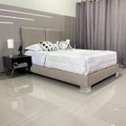 Cama Com Cabeceira Almofadada Módena Linho Bege RBL King 1,95 X 2,05