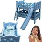 Cama de boneca Berço duplo de Brinquedo infantil com Escorregador Azul