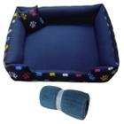 cama de cachorro grande cama pra cachorro até 15kg + manta ( azul marinho )