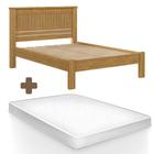 Cama De Casal Com Cabeceira 100% MDF Com Colchão Cinamomo Off White Mônaco Fênix