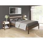 Cama de Casal Grande 195 cm Com Cabeceira Quarto Adulto Nogal Marrom Madeira Branco