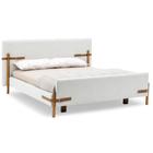 Cama de Casal MH-6017 Herval Estofado Casal Colchão 138 cm Madeira Maciça Off White Detalhe Marrom B