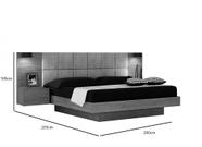 Cama de Casal Queen Size Braga com Mesa de Cabeceira e Painel Almofadado Joli Camurça Leifer Moveis