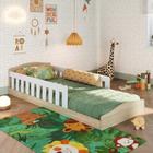 Cama de Chão Montessoriana de Solteiro Linha Encanto Carvalho/ Branco