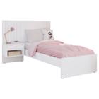 Cama de Solteiro 100% MDF Com Mesa de Cabeceira Branco Madeirado - Zara - Robel Móveis