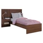 Cama de Solteiro 100% MDF Com Mesa de Cabeceira Jacarandá Madeirado - Zara - Robel Móveis