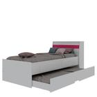 Cama de Solteiro Bibox com Auxiliar Teen Gelius Branco/Rosa