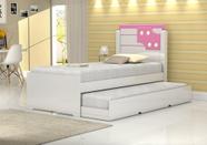 Cama de Solteiro Bibox Luiza Branco com Rosa/ com auxiliar - Vitamov