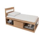 Cama de Solteiro com Baú e Nichos Tecnomobili Amêndoa/Branco - CM8037