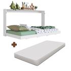 Cama Dobrável Articulada Horizontal Solteiro Branco Com Colchão Lain Shop Jm