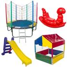 Cama Elástica/ Pula Pula 1,83m + Piscina de Bolinhas 1,00m Quadrada + Escorregador 3 Degraus + Gangorra 1 Lugar Infantil - Rotoplay Brinquedos