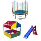 Cama Elástica Pula Pula Trampolim 1,83m + Piscina de Bolinhas Quadrada 1,00m + Escorregador Grande - Rotoplay Brinquedos