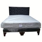 Cama europeia de 2 lugares Black Plush Diamond Spring M