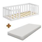 Cama Fazenda Infantil Branco Com Colchão Montessoriana Nemargi