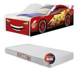 Cama Infantil Carro Mcqueen Crianças Com Colchão D20 - Mobigu