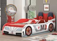 Cama Infantil Carros Fast Car Branco/ Vermelho Móveis Estrela c/ Colchão Ortobom