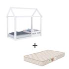 Cama Infantil Casinha Montessoriano Analu + Colchão Branco Fosco Carolina Baby