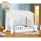 Cama Infantil com Colchão Casal Ágatha Branca/amêndoa com Escorregador e Voal Branco - Divaloto - MADEIRA STORE