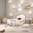 Cama Infantil com Colchão e Escadinha Juvenil Ayla - Branca e Natural