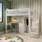 Cama Infantil com Escada 1 Escrivaninha e 2 Armários 5 Portas Leo Yescasa Branco Perfect Wood