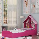 Cama Infantil Feminina Solteiro para Colchão de 88cm - Casinha - Pink