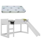 Cama Infantil Joy com Escorregador 21A Branco Acetinado com Colchão Ortobom Pura Magia