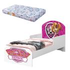 Cama Infantil Mini Com Colchão Menina Adesivada Patrulhas Rosa