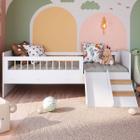 Cama Infantil Montessoriana Affetto com Escada e Escorregador Branco - Completa Móveis