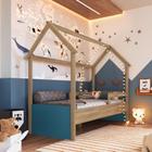 Cama Infantil Montessoriana Aveiro Oak/Azul Secreto - Completa Móveis