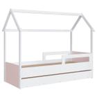 Cama Infantil Montessoriana com Cama Auxiliar Branco e Rosa