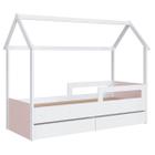 Cama Infantil Montessoriana com Gavetas Branco com Rosa