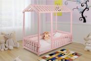 Cama Infantil Montessoriana com Grade Bruna Rosa + Colchão