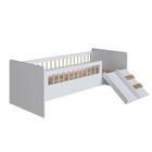 Cama Infantil Montessoriana com Grade e Escorrega Affetto Branco