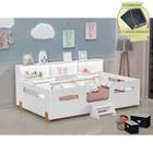 Cama Infantil Montessoriana Mary com Escada Led e Nicho Branco/mel Acompanha Lousa Mágica - BABY MOBILIA