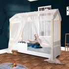 Cama Infantil Montessoriana Solteiro Com Voal Branco Divaloto