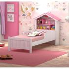 Cama Juvenil Casinha de Princesa branco / rosa com Colchão