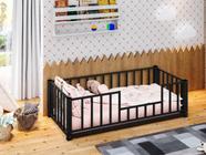 Cama Juvenil Ferro Montessoriana Estrado100% Aço - Preto