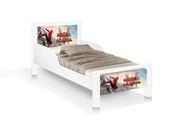 cama juvenil retro branco com pes madeira da homem aranha - Frausto