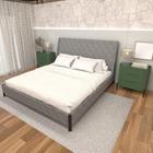 Cama King com Cabeceira Estofada e 2 Mesas com Gavetas MDF