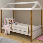 Cama Montessori Cabana Solteiro Branco e Mel com Colchão