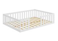 Cama Montessoriana Casal Nemargi Madeira Maciça com Grade Branco